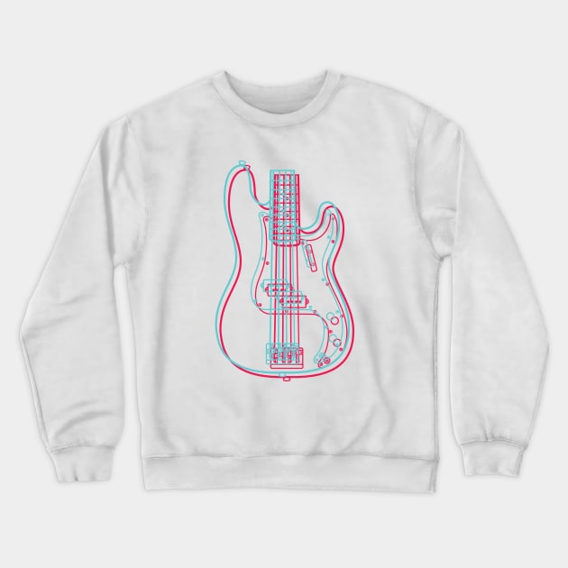 3D P-Style Bass Guitar Body Outline Crewneck Sweatshirt by nightsworthy